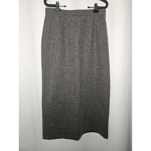 Vintage Woolrich Blend Midi Skirt Size 12 Gray Wool Zipper Lined Slit EUC - Picture 1 of 7